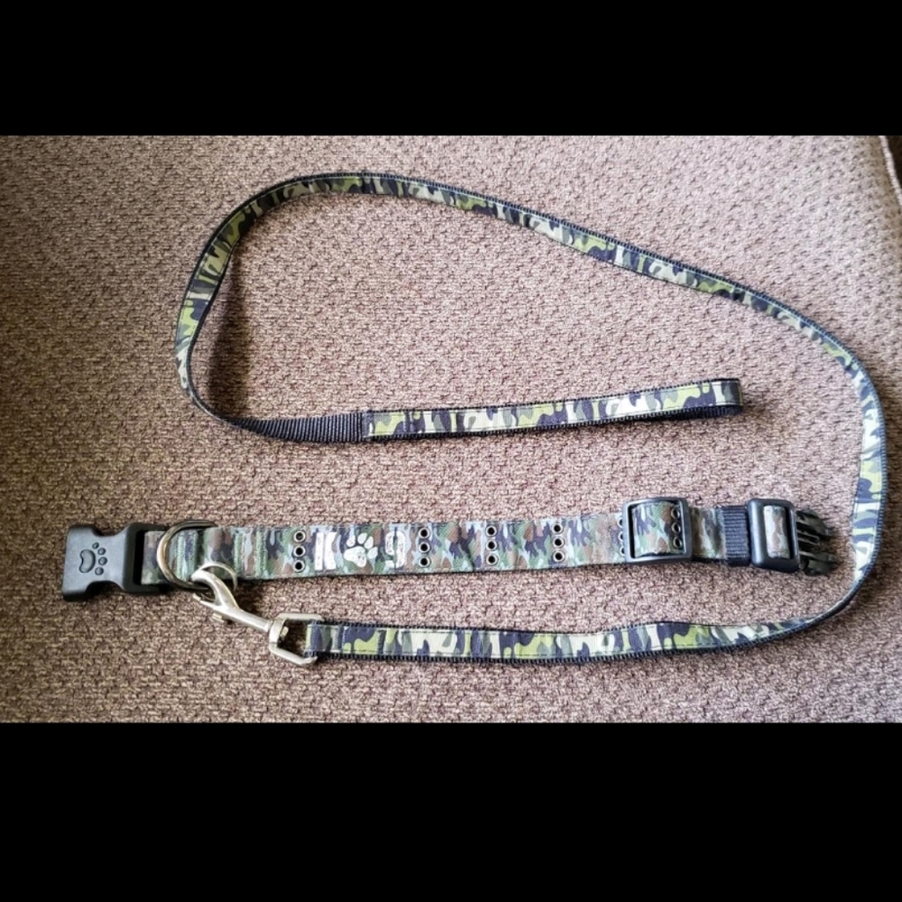 Camo dog collar and leash